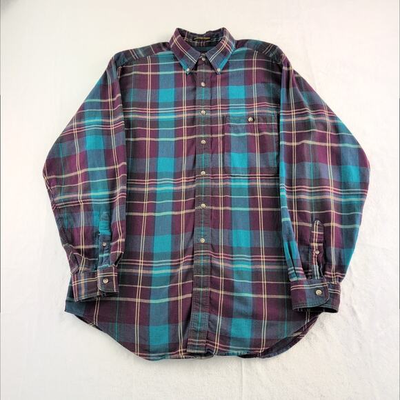 Eddie Bauer Bainbridge Flannel Plaid Button Down Shirt Men's Large Long Sleeve - Picture 1 of 8